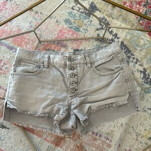 Free people denim shorts. Gray/green color. Size 27